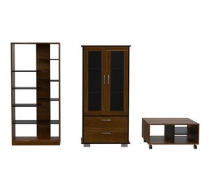 Vitrina + mesa de centro + biblioteca Classic caramelo/wengue TuHome
