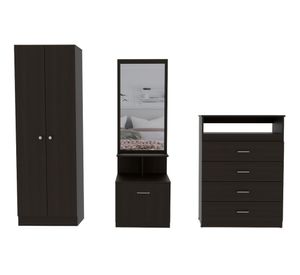 Clóset + cómoda TV 32'' + velador multifuncional wengue TuHome