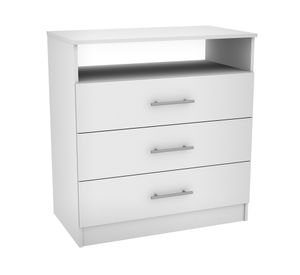 Cómoda 3 cajones Atria melamina blanco claro