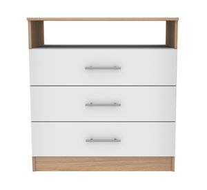 Cómoda 3 cajones Atria melamina blanco olmo