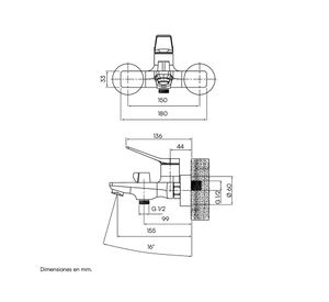 Monomando de tina ducha Eleganza grafito brillante