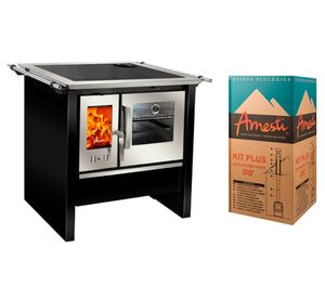 Cocina a leña Allegra negro 9 kW + kit Plus 5"