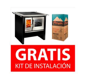 Cocina a leña Allegra negro 9 kW + kit Plus 5"