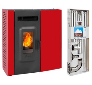 Estufa pellet Slim 9000 rojo + kit instalación muro