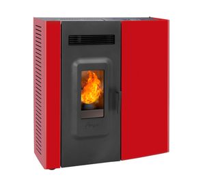 Estufa pellet Slim 9000 rojo + kit instalación muro