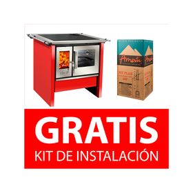 Cocina a leña Allegra rojo 9 kW + kit Plus 5"