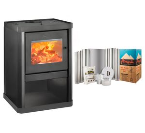 Estufa a leña Classic 400 negro 10 kW + kit de instalación 6"