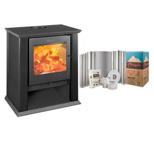 Estufa a leña Classic 500 13kW negro + kit Instalación