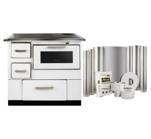 Cocina a leña Angelina blanco + kit de Instalación
