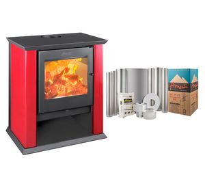 Estufa a leña Classic 500 13kW rojo + kit Instalación