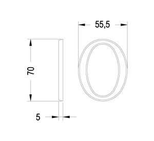Número 0 níquel satinado 7 cm Poli