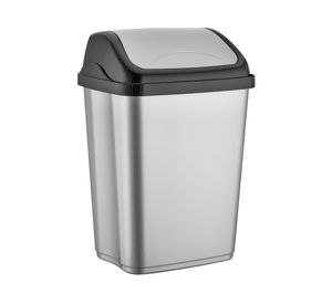 Basurero tapa vaivén plateado 10 lt