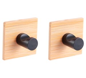 Percha pared Bambú/negro 2 unidades