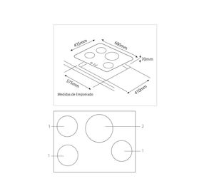Encimera eléctrica 4 quemadores AT-XN GLASS FEIN Albin Trotter.