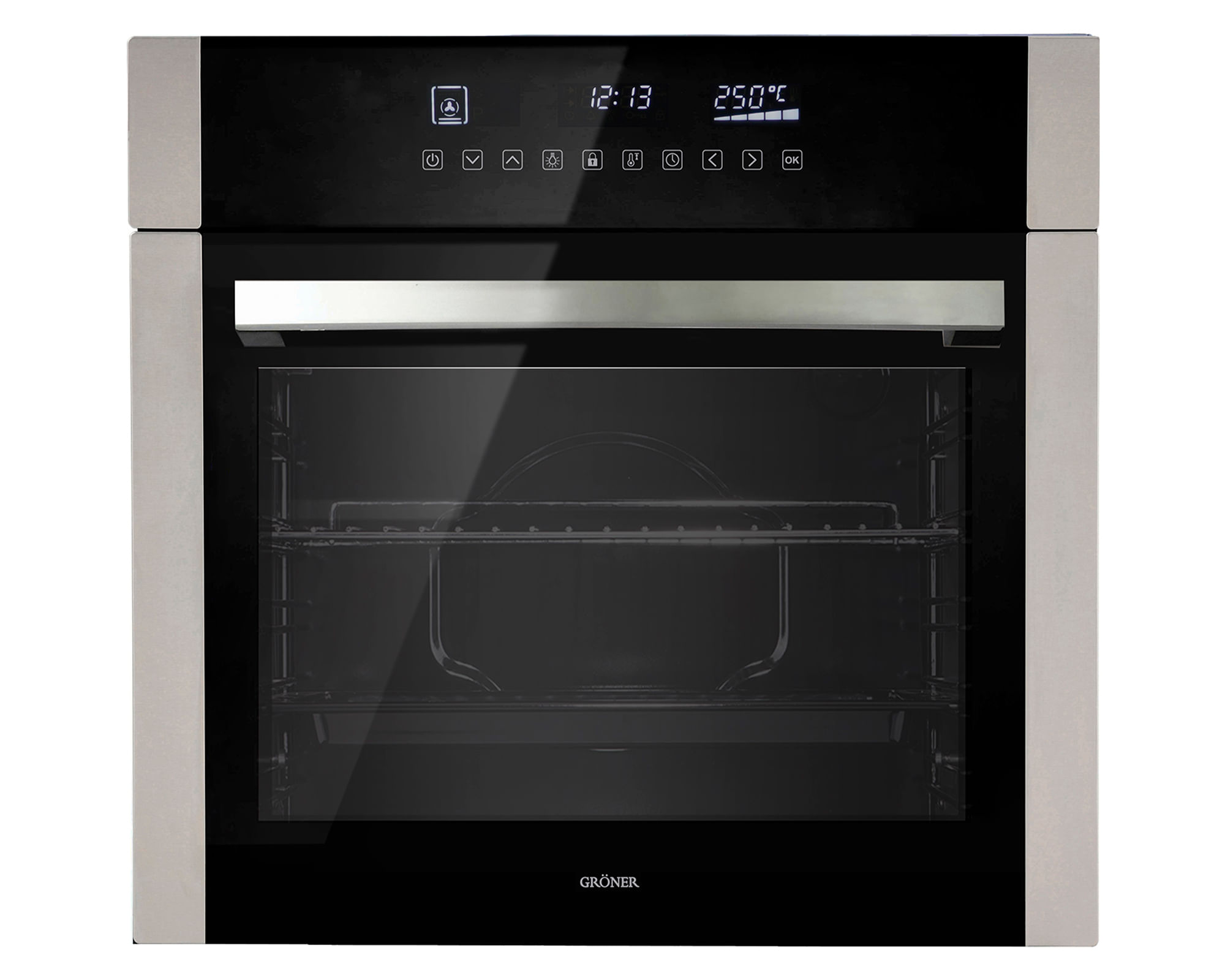 Groner Horno eléctrico empotrable QH59DSST negro 59 lt