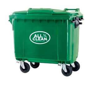 Basurero con ruedas/tapa verde 1100 lt