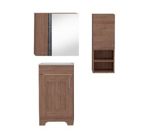 Mueble vanitorio + gabinete espejo + mueble auxiliar baño Barcelona miel TuHome