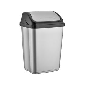 Basurero tapa vaivén plateado 5 lt