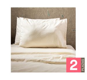 Juego de sábanas 2 plazas microfibra Textura beige