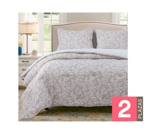 Cubrecama Floral beige 2 plazas