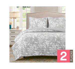 Quilt Flores gris 2 plazas