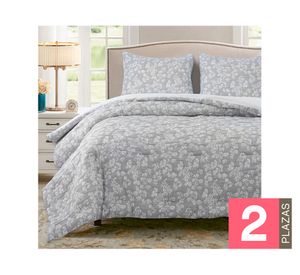 Cubrecama Floral gris 2 plazas