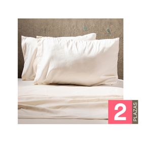 Juego de sábana 2 plazas microfibra Lisas crudo