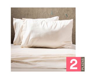 Juego de sábana 2 plazas microfibra Lisas crudo