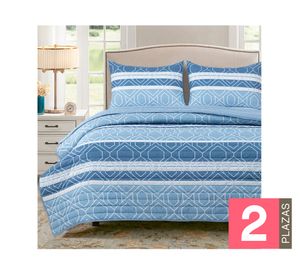 Quilt Rayas azul 2 plazas
