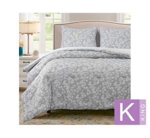 Cubrecama Floral gris claro king