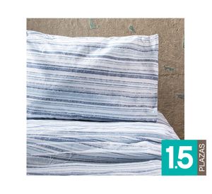 Juego de sábanas 1.5 plazas microfibra Estampadas Líneas azul