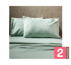 Juego de sábanas 2 plazas microfibra Lisas verde menta