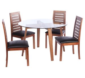 Juego de comedor 4 sillas cuero negro Latam Home