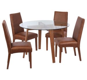 Juego de comedor 4 sillas cuero café moro Latam Home