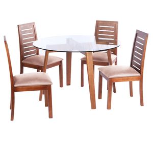Juego de comedor 4 sillas cuero beige Latam Home