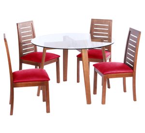 Juego de comedor 4 sillas cuero rojo Latam Home