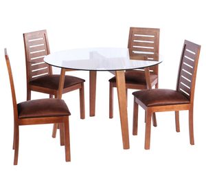 Juego de comedor 4 sillas cuero café moro Latam Home