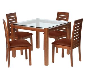 Juego de comedor 4 sillas cuero café moro Latam Home