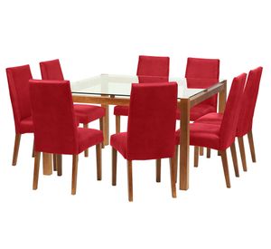 Juego de comedor 8 sillas cuero rojo Latam Home
