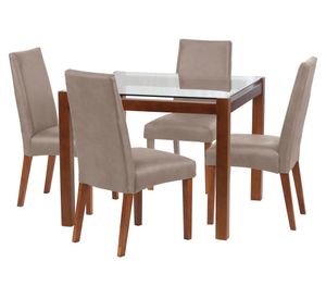 Juego de comedor 4 sillas cuero gris Latam Home