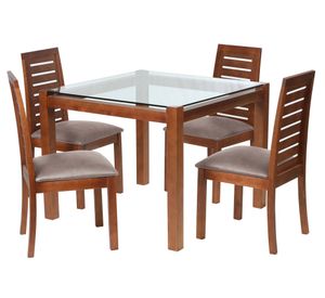 Juego de comedor 4 sillas cuero gris Latam Home