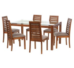 Juego de comedor 6 sillas cuero gris Latam Home
