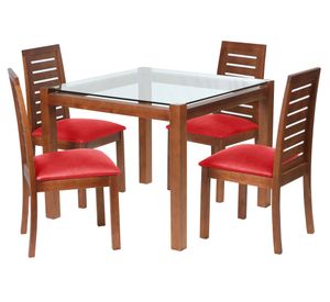 Juego de comedor 4 sillas cuero rojo Latam Home