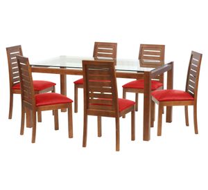 Juego de comedor 6 sillas cuero rojo Latam Home