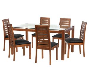 Juego de comedor 6 sillas cuero negro Latam Home