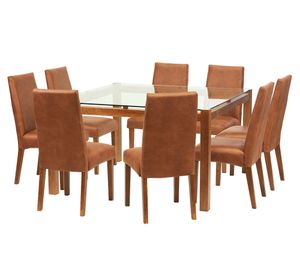 Juego de comedor 8 sillas cuero tabaco Latam Home