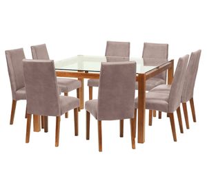 Juego de comedor 8 sillas cuero gris Latam Home