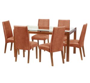 Juego de comedor 6 sillas cuero tabaco Latam Home