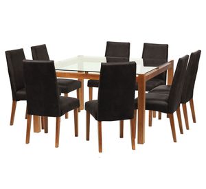 Juego de comedor 8 sillas cuero negro Latam Home