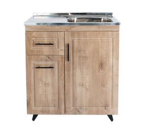 Mueble lavaplatos 80 cm + 3 espacios café Domsa